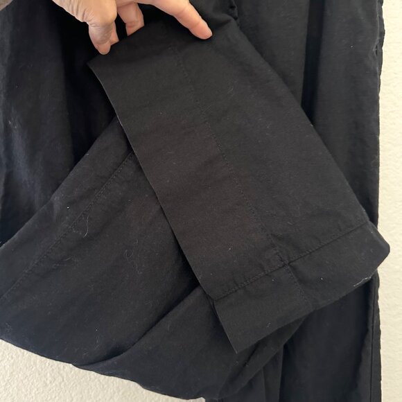 H&M Linen Blend Pants Straight Leg High Rise Flat Front Drawstring Minimalist Bl - Picture 9 of 11